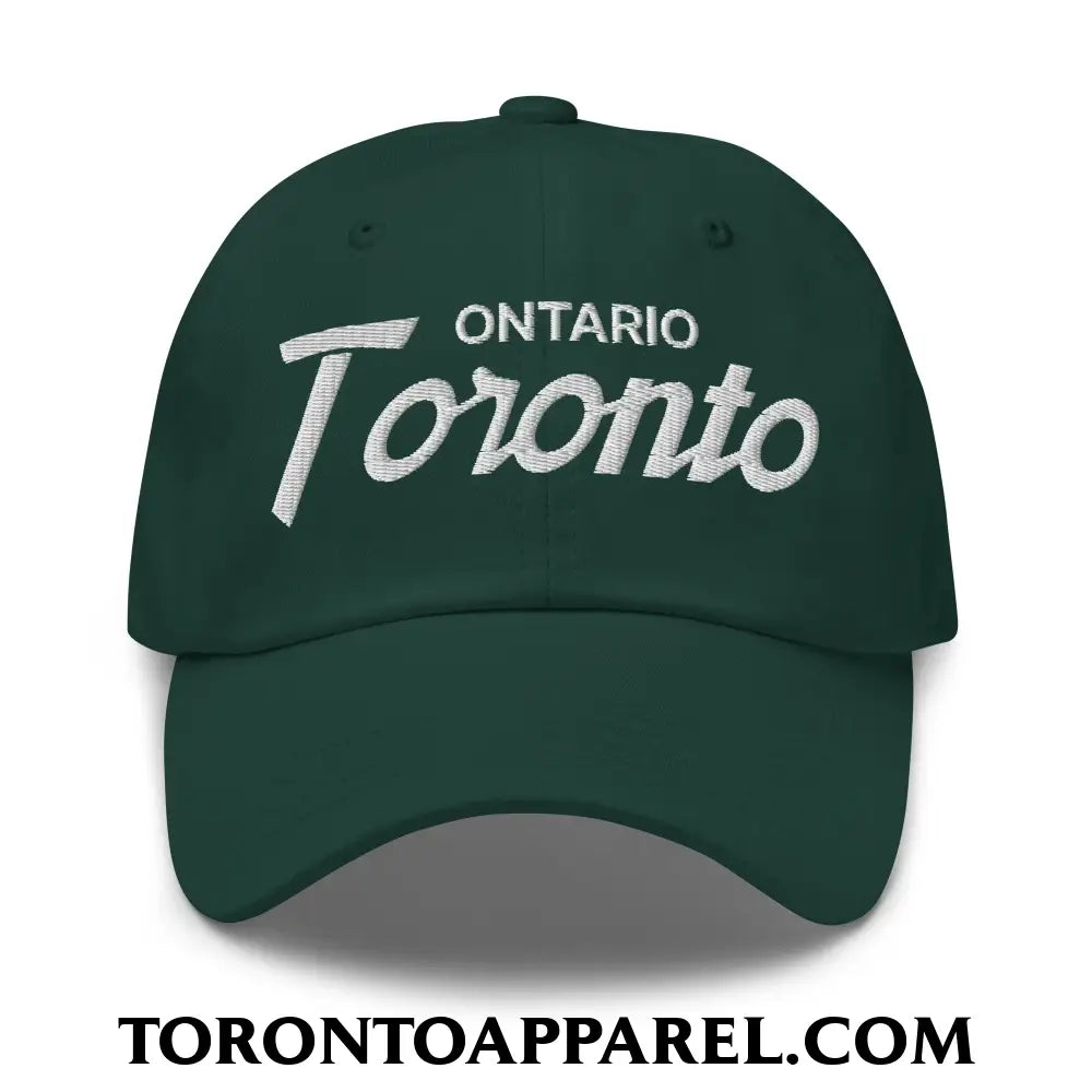 Toronto Ontario Vintage Sports Script Embroidered Unstructured Dad Hat - Spruce - Toronto Apparel