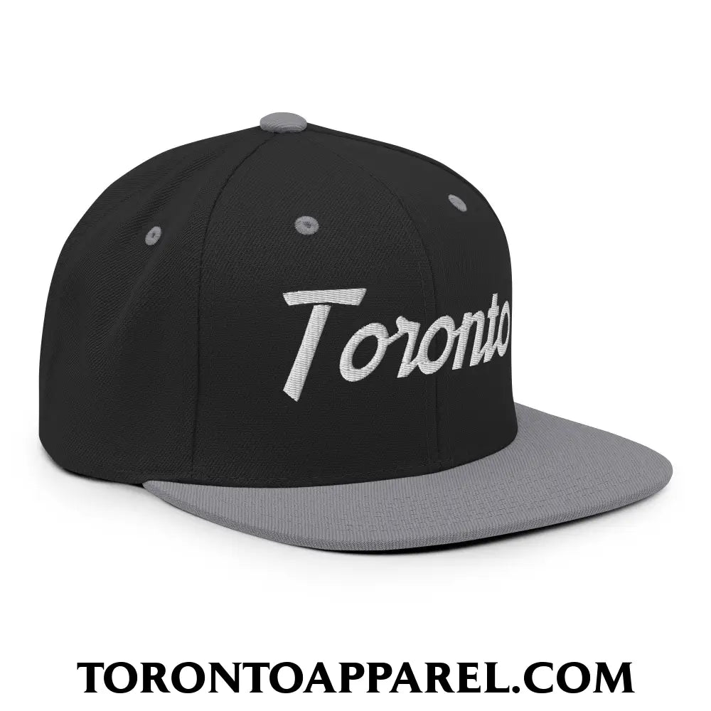 Toronto Vintage Sports Script Embroidered Flat Brim Bill Snapback Hat - Toronto Apparel