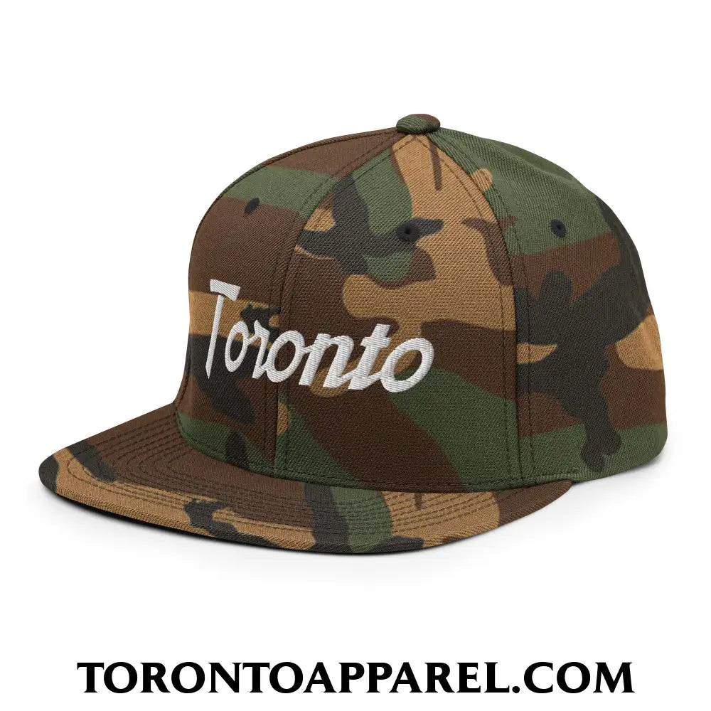 Toronto Vintage Sports Script Embroidered Flat Brim Bill Snapback Hat - Toronto Apparel