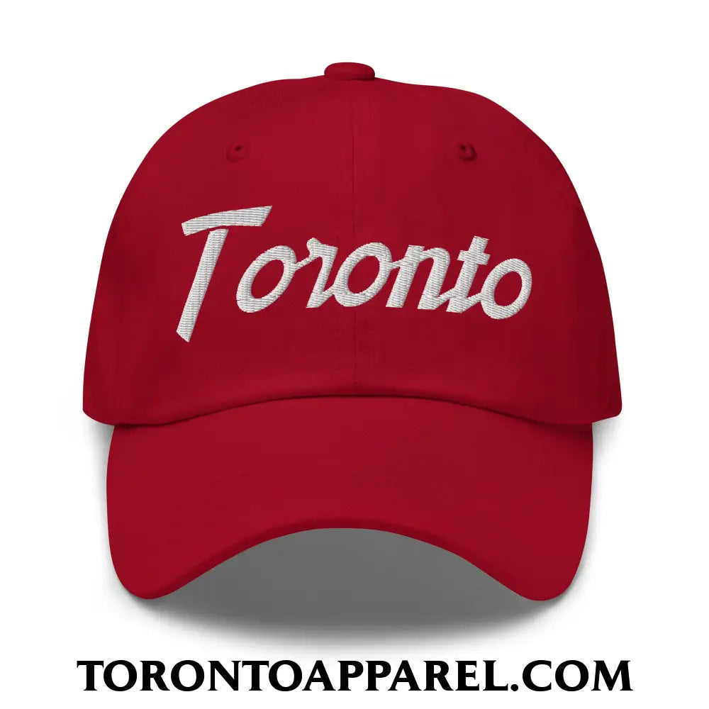 Toronto Vintage Sports Script Embroidered Unstructured Dad Hat - Cranberry - Toronto Apparel