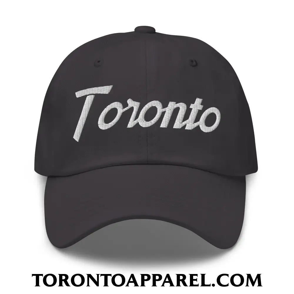 Toronto Vintage Sports Script Embroidered Unstructured Dad Hat - Dark Grey - Toronto Apparel