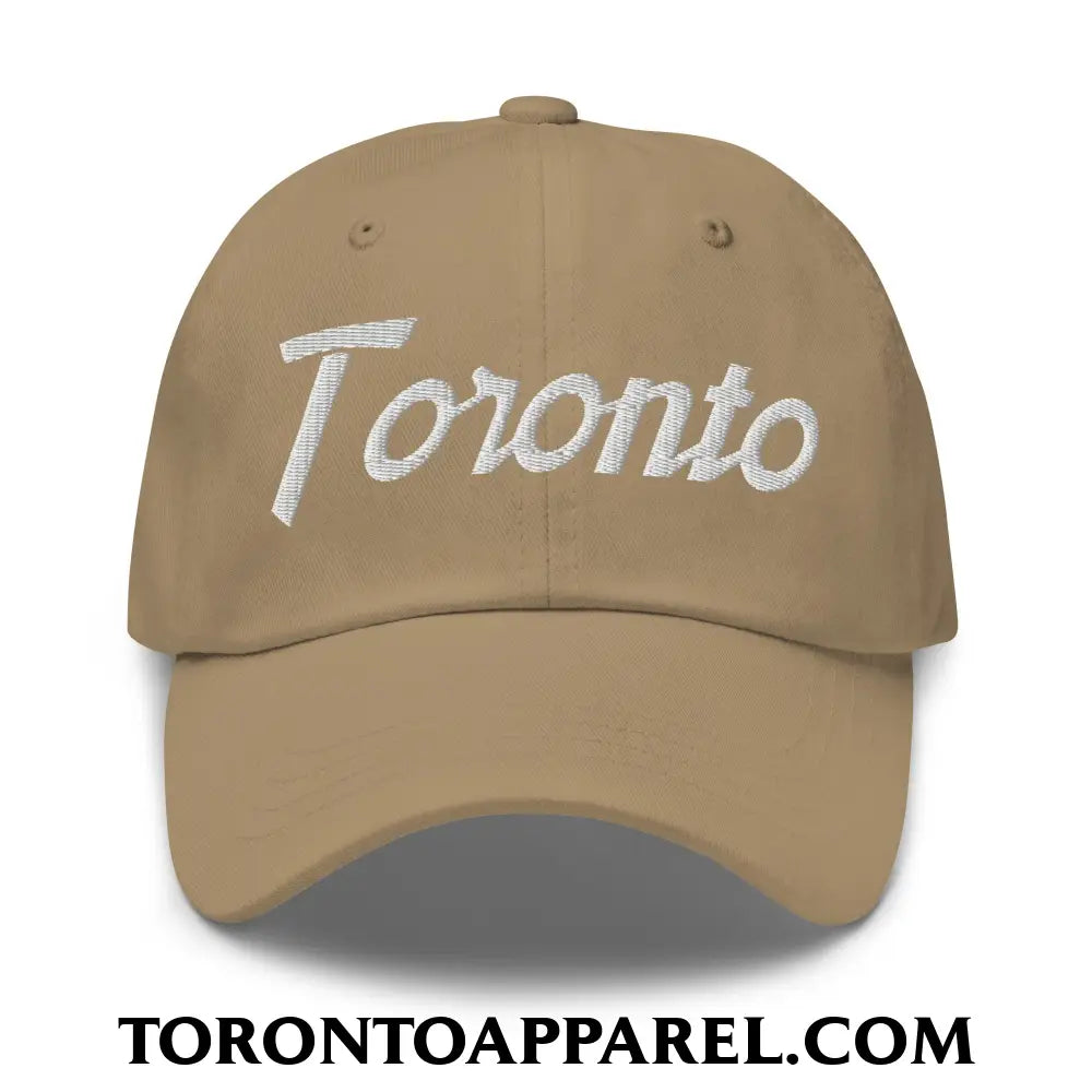 Toronto Vintage Sports Script Embroidered Unstructured Dad Hat - Khaki - Toronto Apparel