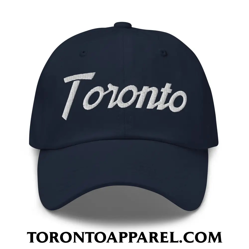 Toronto Vintage Sports Script Embroidered Unstructured Dad Hat - Navy - Toronto Apparel