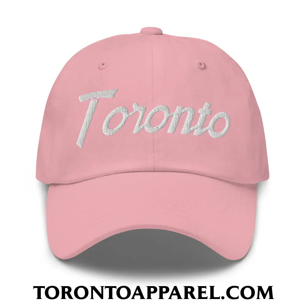 Toronto Vintage Sports Script Embroidered Unstructured Dad Hat - Pink - Toronto Apparel