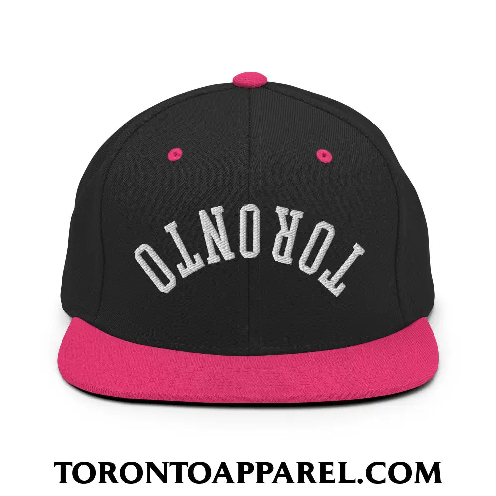 Upside Down Toronto Embroidered Flat Brim Bill Snapback Hat - Toronto Apparel