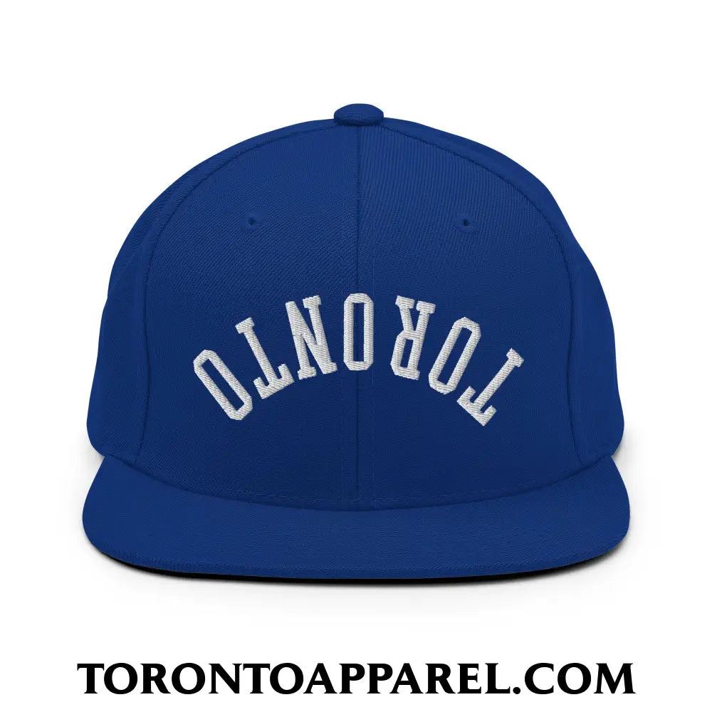 Upside Down Toronto Embroidered Flat Brim Bill Snapback Hat - Royal Blue - Toronto Apparel