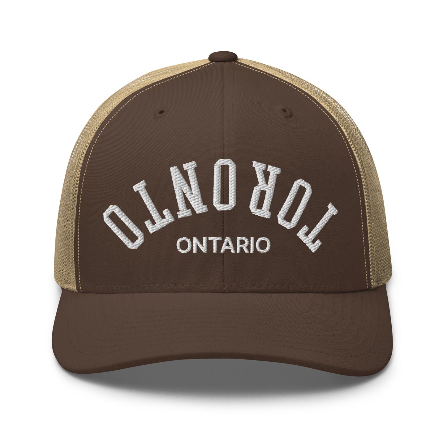 Upside Down Toronto Ontario Embroidered Mesh Trucker Hat - Toronto Apparel