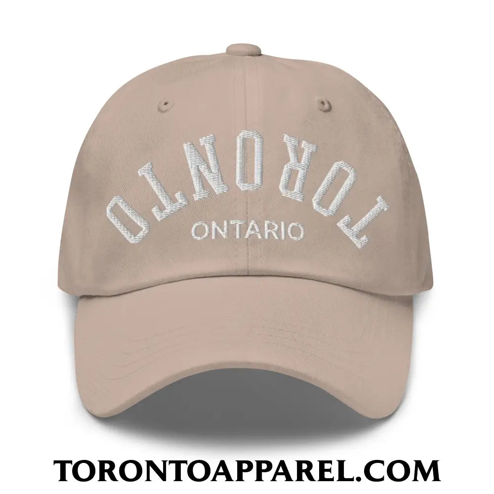 Upside Down Toronto Ontario Embroidered Unstructured Dad Hat - Stone - Toronto Apparel