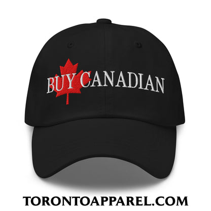 Buy Canadian Maple Leaf Embroidered Unstructured Dad Hat - Black - Toronto Apparel