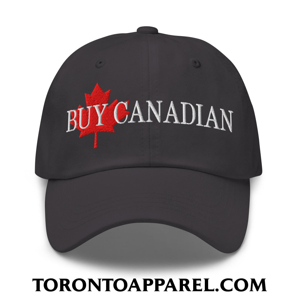 Buy Canadian Maple Leaf Embroidered Unstructured Dad Hat - Dark Grey - Toronto Apparel