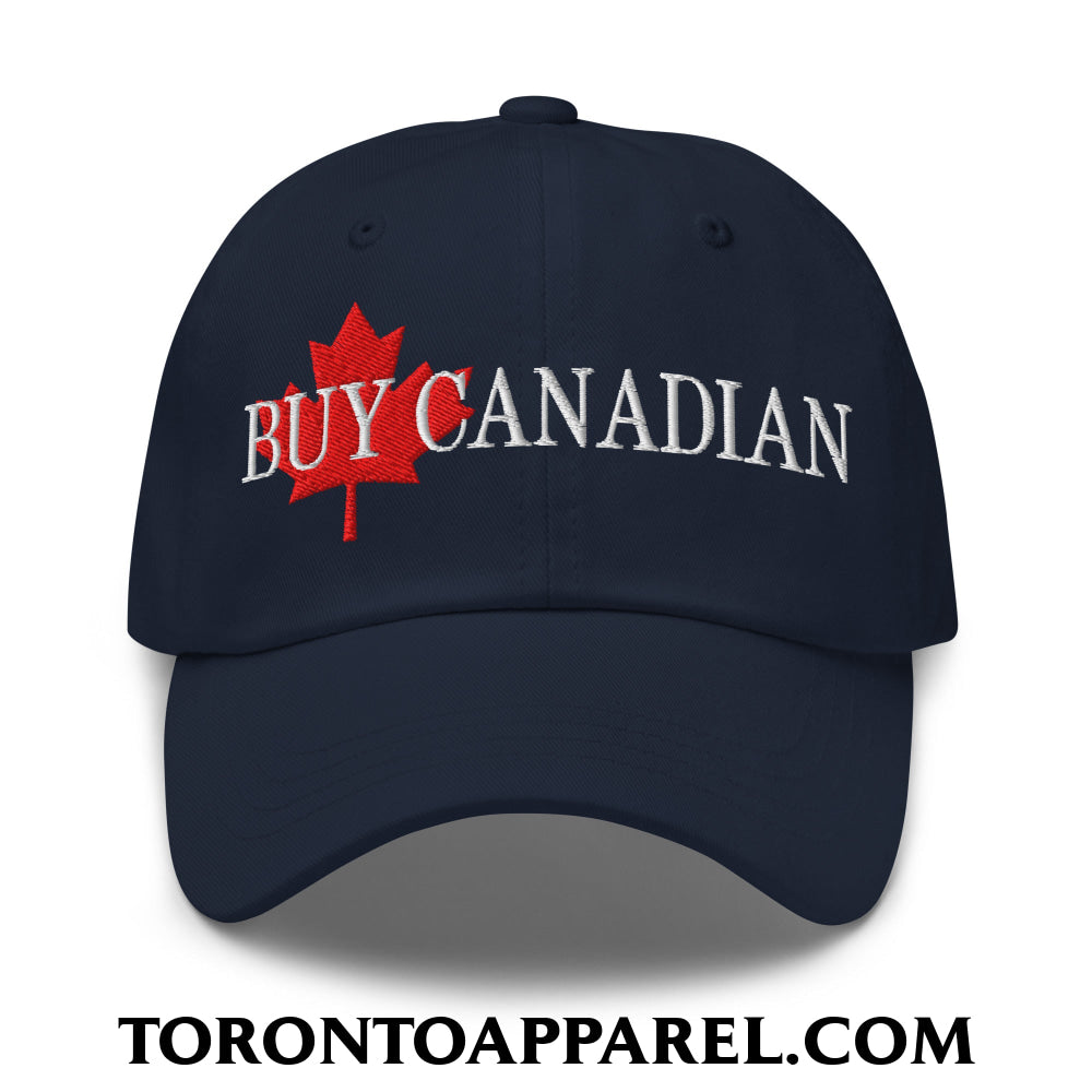Buy Canadian Maple Leaf Embroidered Unstructured Dad Hat - Navy - Toronto Apparel