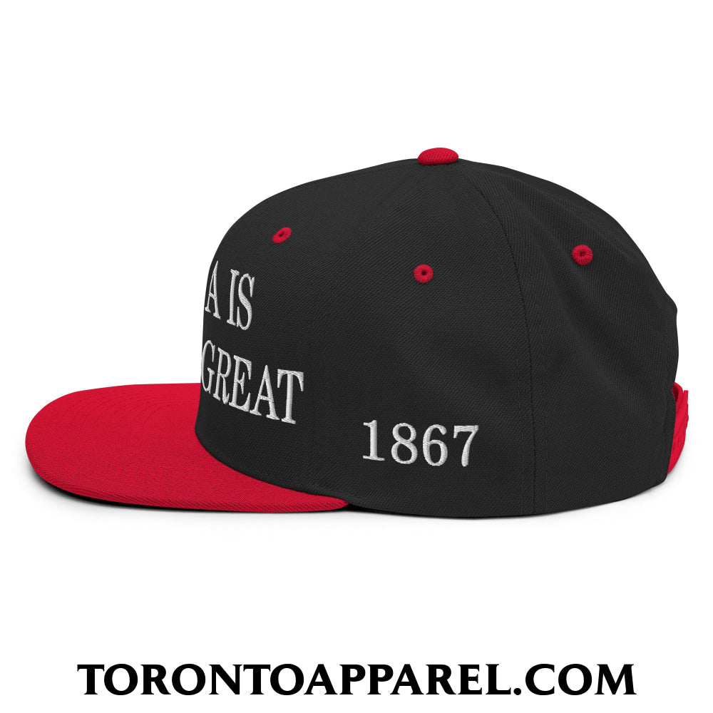 Canada is Already Great 1867 Flag Embroidered Flat Brim Bill Snapback Hat - Toronto Apparel