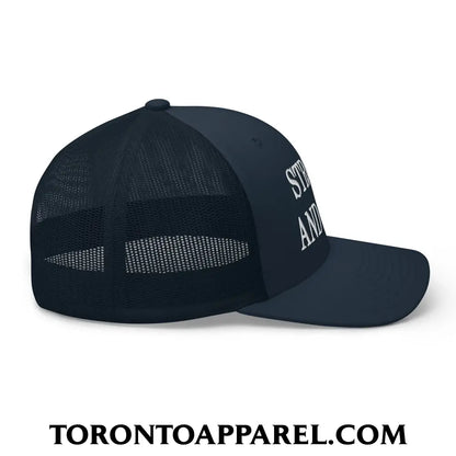 Canada Strong and Free Embroidered Mesh Trucker Hat - Toronto Apparel