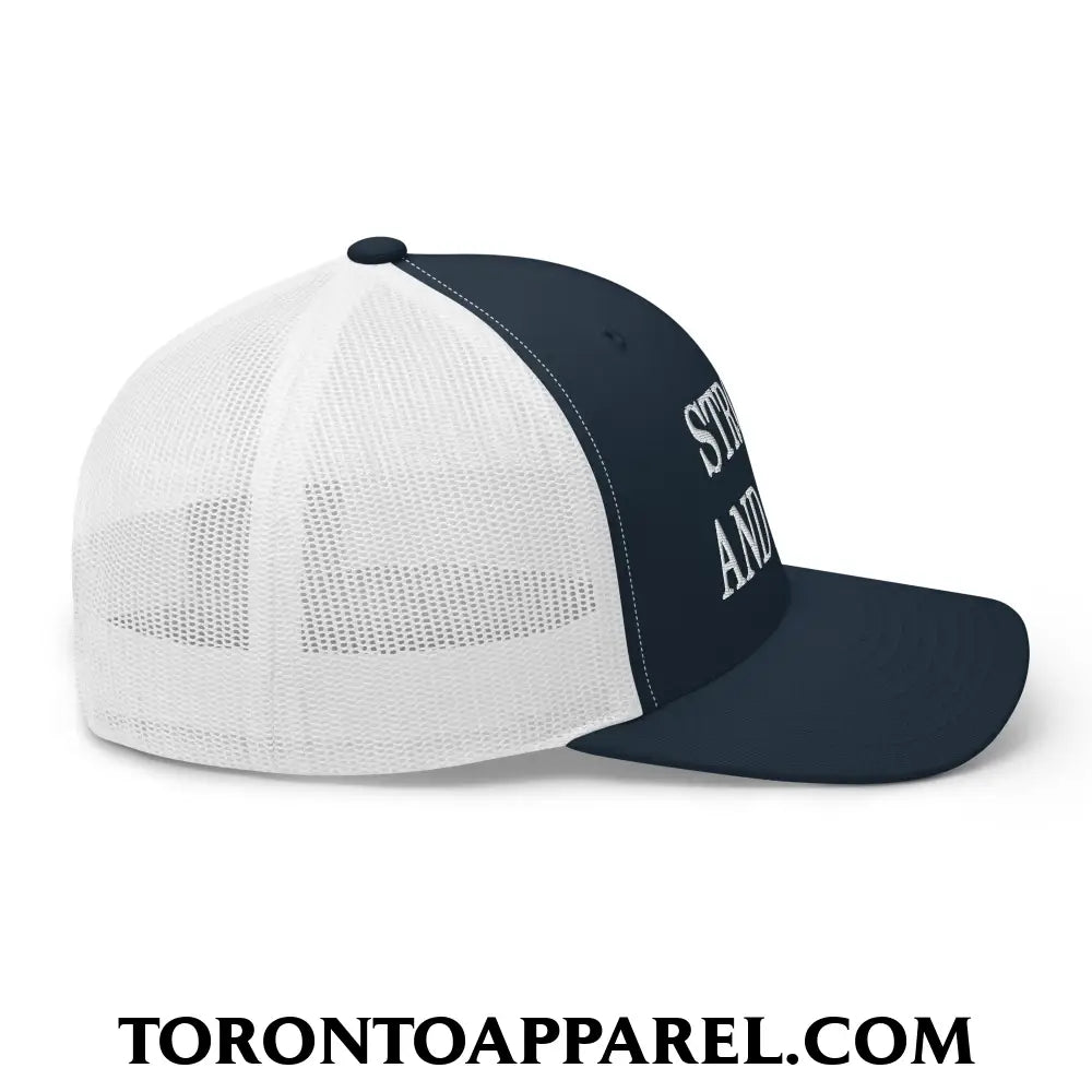 Canada Strong and Free Embroidered Mesh Trucker Hat - Toronto Apparel