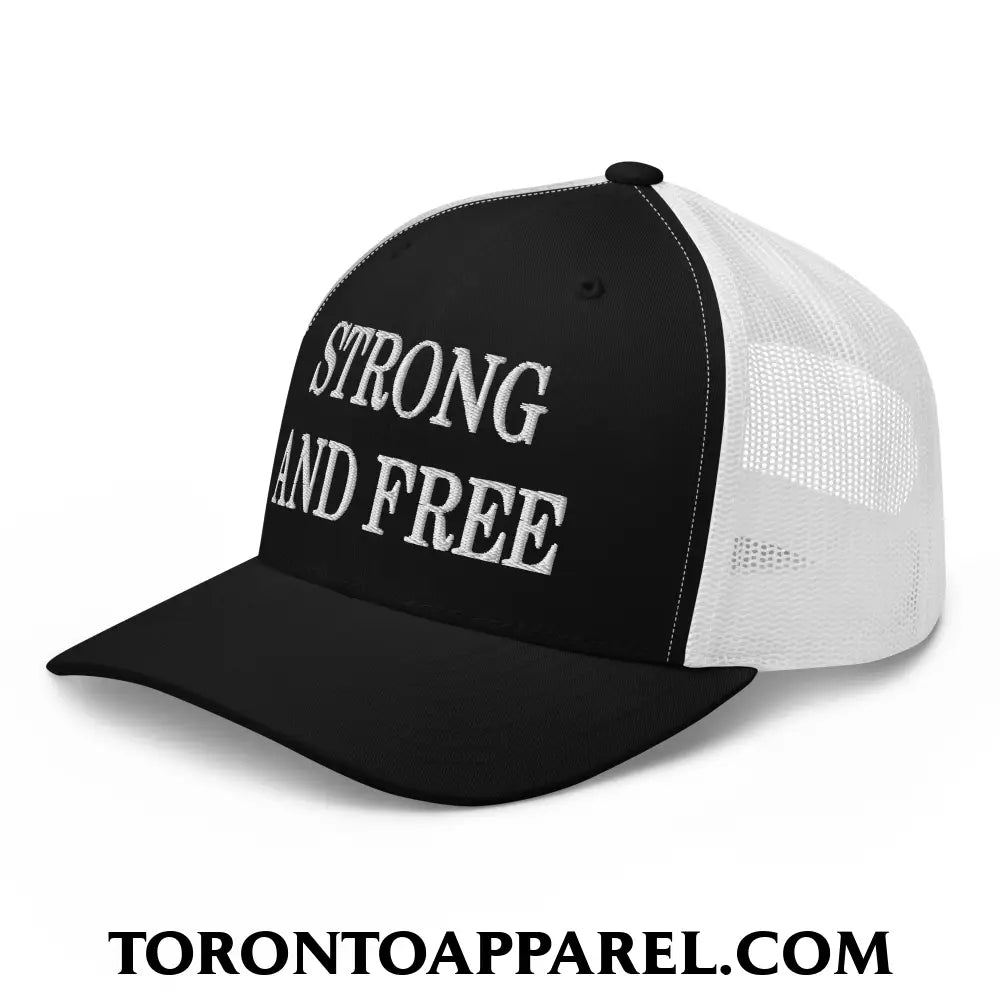 Canada Strong and Free Embroidered Mesh Trucker Hat - Toronto Apparel