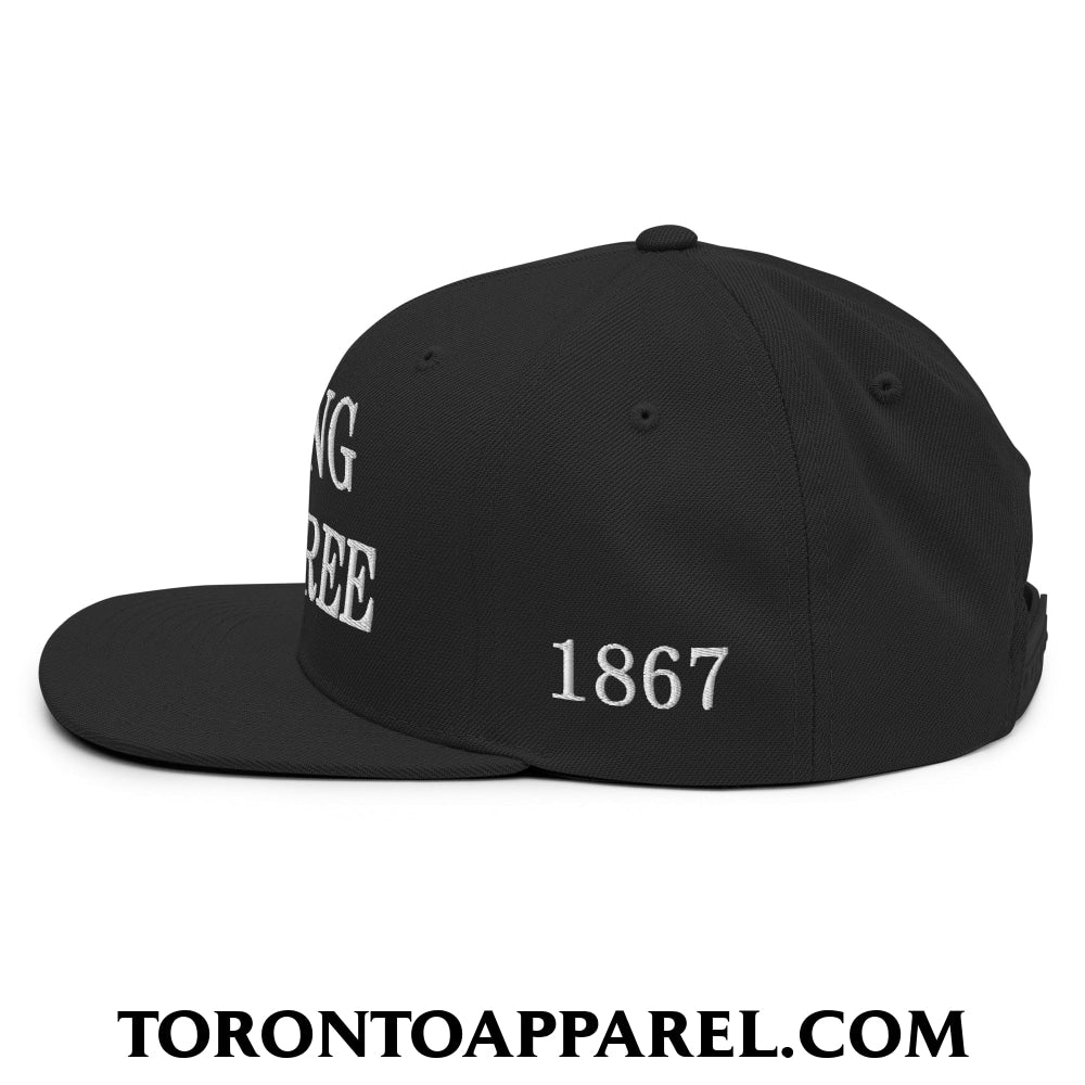 Canada Strong and Free 1867 Flag Embroidered Flat Brim Bill Snapback Hat - Toronto Apparel