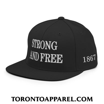 Canada Strong and Free 1867 Flag Embroidered Flat Brim Bill Snapback Hat - Toronto Apparel