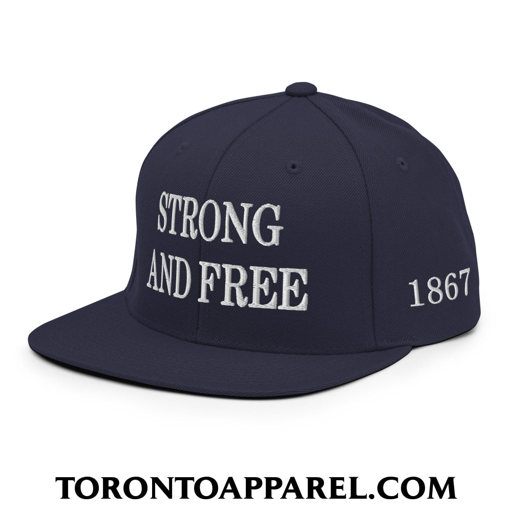 Canada Strong and Free 1867 Flag Embroidered Flat Brim Bill Snapback Hat - Toronto Apparel