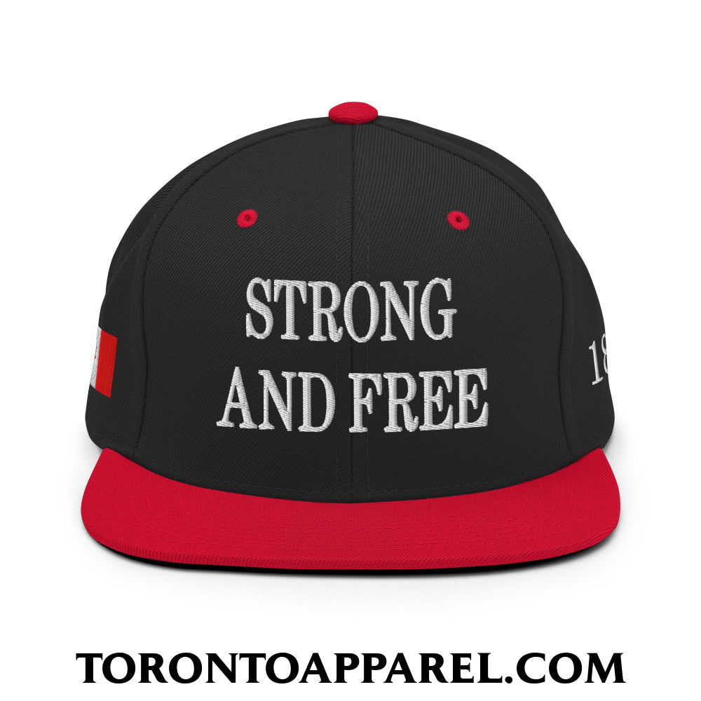 Canada Strong and Free 1867 Flag Embroidered Flat Brim Bill Snapback Hat - Toronto Apparel