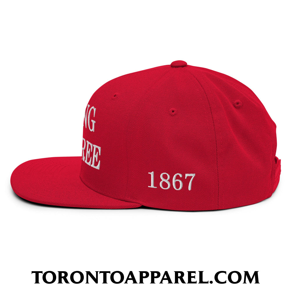 Canada Strong and Free 1867 Flag Embroidered Flat Brim Bill Snapback Hat - Toronto Apparel