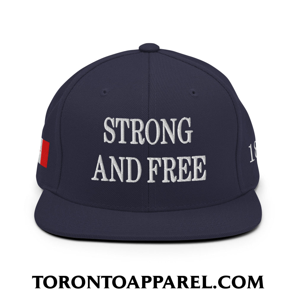 Canada Strong and Free 1867 Flag Embroidered Flat Brim Bill Snapback Hat - Toronto Apparel