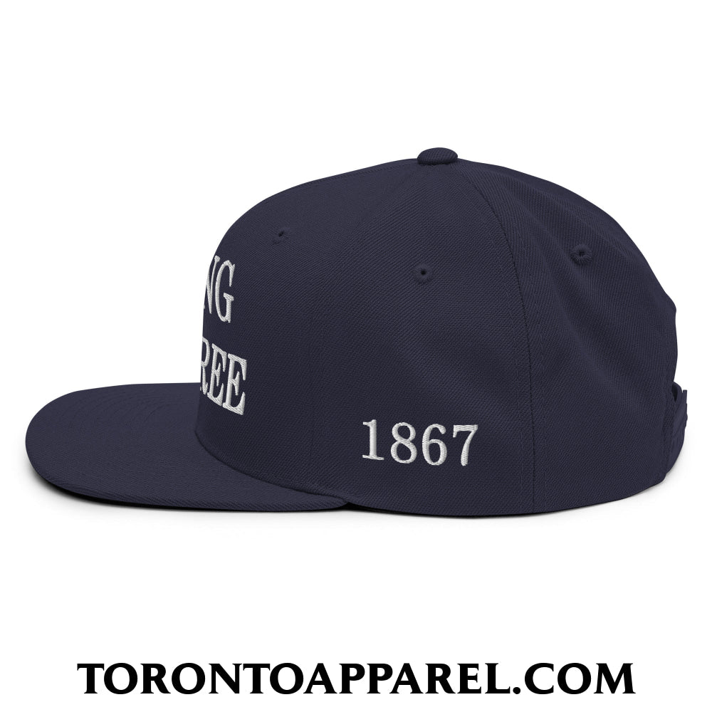 Canada Strong and Free 1867 Flag Embroidered Flat Brim Bill Snapback Hat - Toronto Apparel
