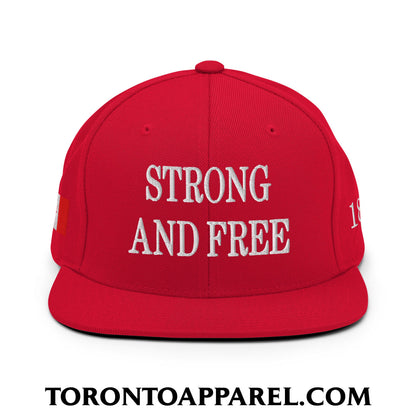 Canada Strong and Free 1867 Flag Embroidered Flat Brim Bill Snapback Hat - Toronto Apparel