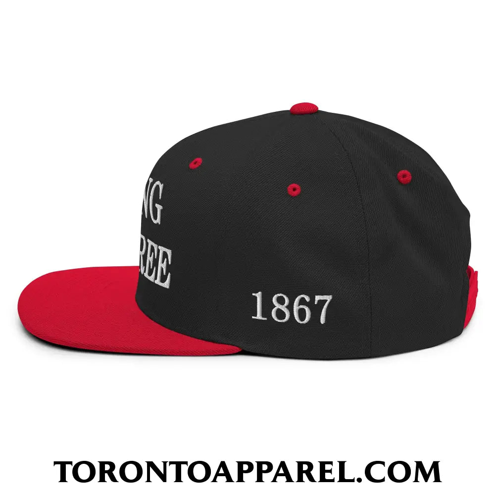 Canada Strong and Free 1867 Flag Embroidered Flat Brim Bill Snapback Hat - Toronto Apparel