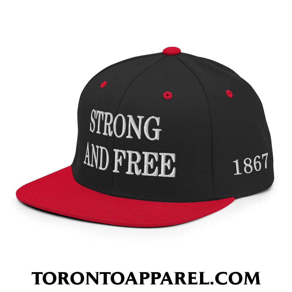 Canada Strong and Free 1867 Flag Embroidered Flat Brim Bill Snapback Hat - Toronto Apparel