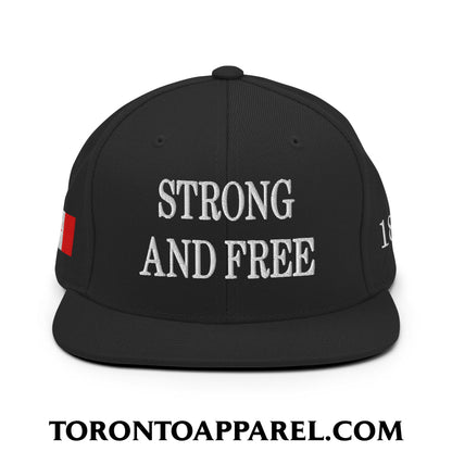 Canada Strong and Free 1867 Flag Embroidered Flat Brim Bill Snapback Hat - Toronto Apparel