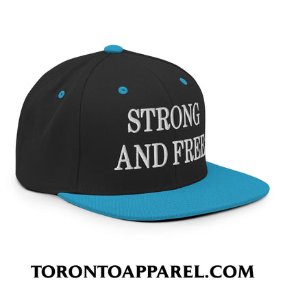 Canada Strong and Free Embroidered Flat Brim Bill Snapback Hat - Toronto Apparel