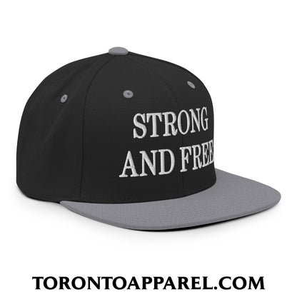 Canada Strong and Free Embroidered Flat Brim Bill Snapback Hat - Toronto Apparel