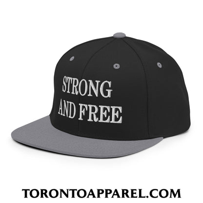 Canada Strong and Free Embroidered Flat Brim Bill Snapback Hat - Toronto Apparel