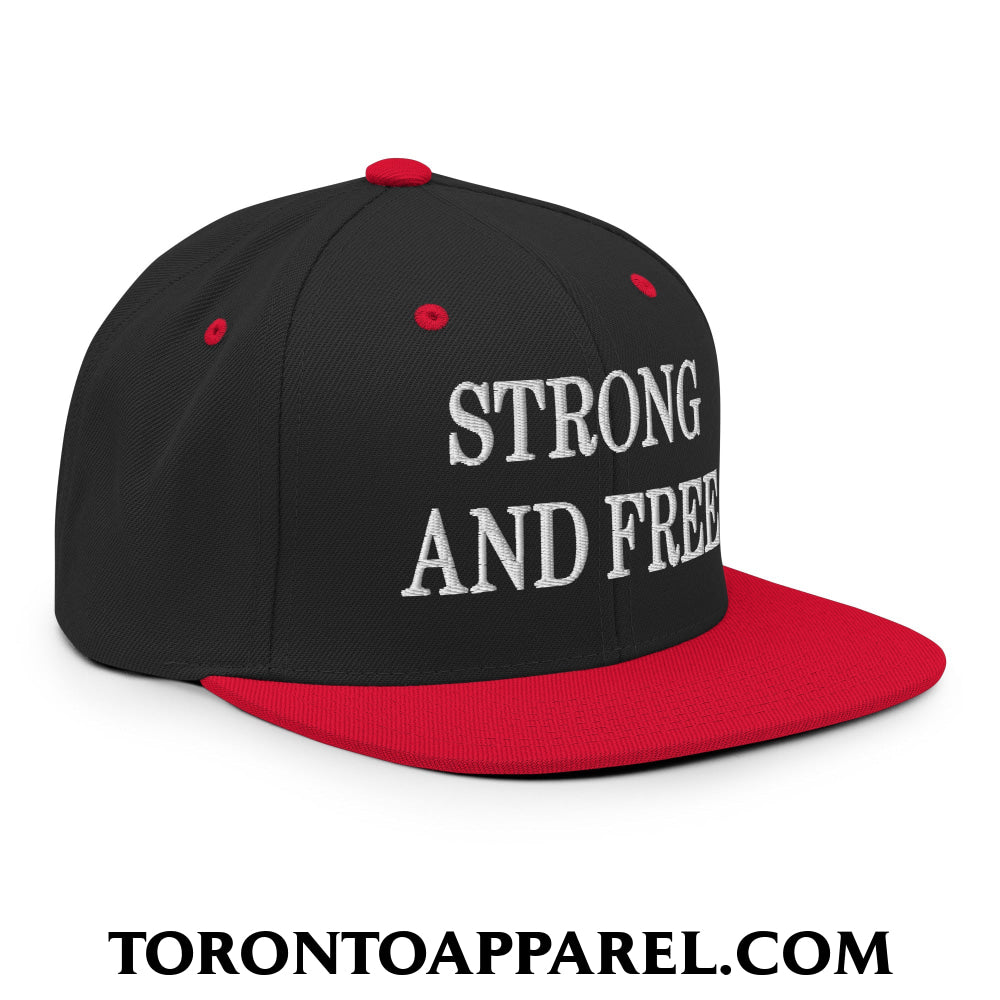 Canada Strong and Free Embroidered Flat Brim Bill Snapback Hat - Toronto Apparel
