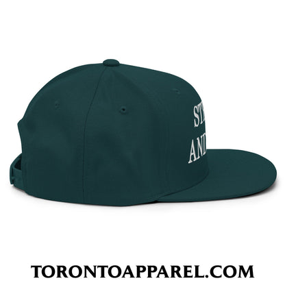 Canada Strong and Free Embroidered Flat Brim Bill Snapback Hat - Toronto Apparel
