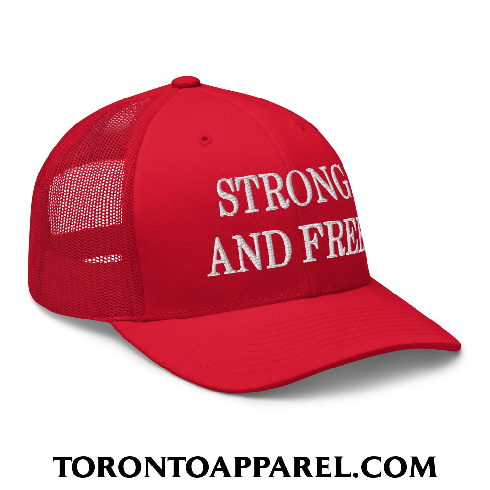 Canada Strong and Free Embroidered Mesh Trucker Hat - Toronto Apparel