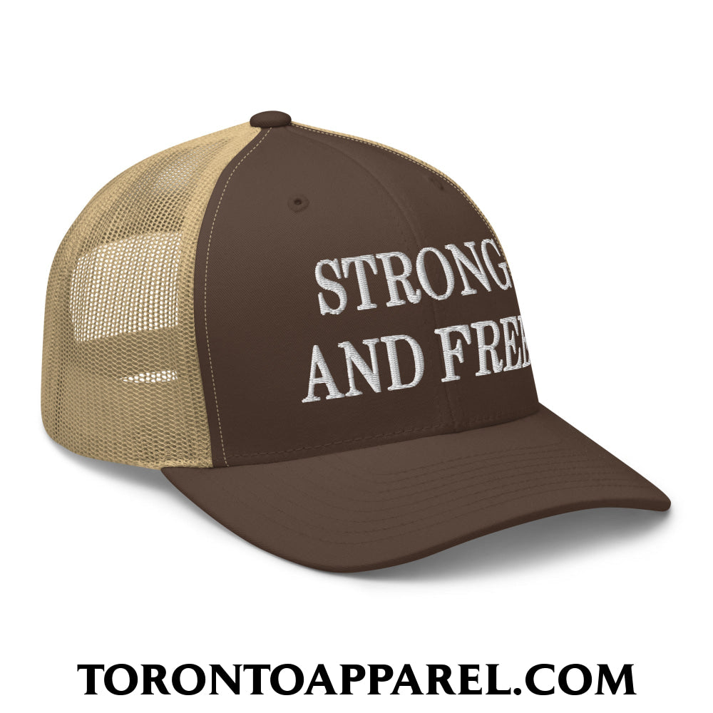 Canada Strong and Free Embroidered Mesh Trucker Hat - Toronto Apparel