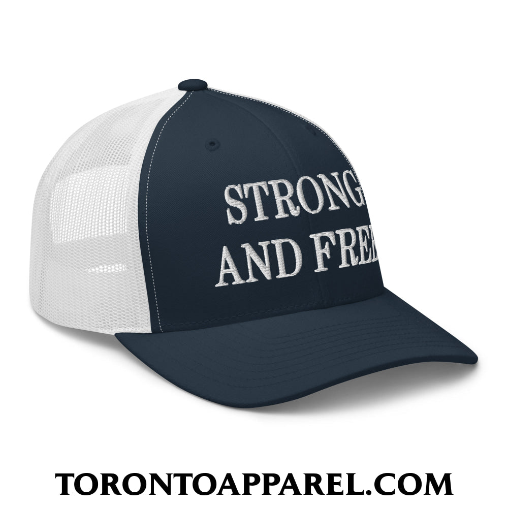 Canada Strong and Free Embroidered Mesh Trucker Hat - Toronto Apparel