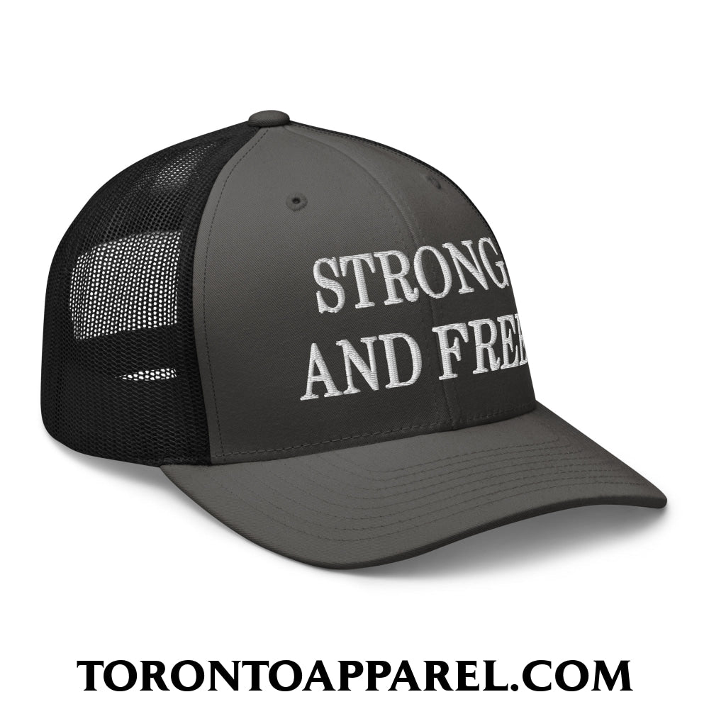 Canada Strong and Free Embroidered Mesh Trucker Hat - Toronto Apparel