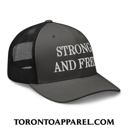Canada Strong and Free Embroidered Mesh Trucker Hat - Toronto Apparel