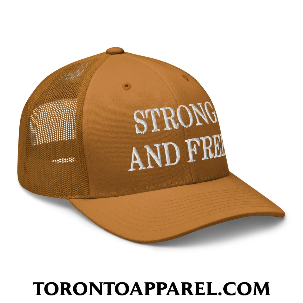 Canada Strong and Free Embroidered Mesh Trucker Hat - Toronto Apparel