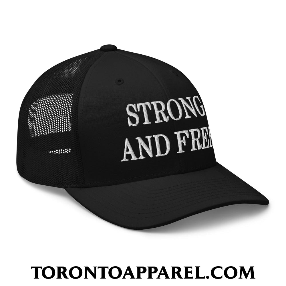 Canada Strong and Free Embroidered Mesh Trucker Hat - Toronto Apparel