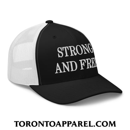 Canada Strong and Free Embroidered Mesh Trucker Hat - Toronto Apparel