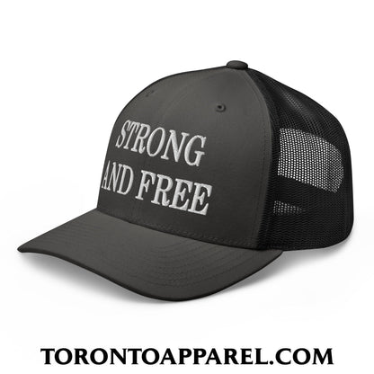 Canada Strong and Free Embroidered Mesh Trucker Hat - Toronto Apparel