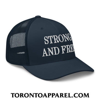 Canada Strong and Free Embroidered Mesh Trucker Hat - Toronto Apparel