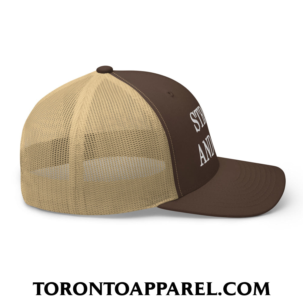 Canada Strong and Free Embroidered Mesh Trucker Hat - Toronto Apparel