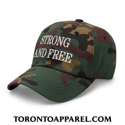 Canada Strong and Free Embroidered Unstructured Dad Hat - Toronto Apparel