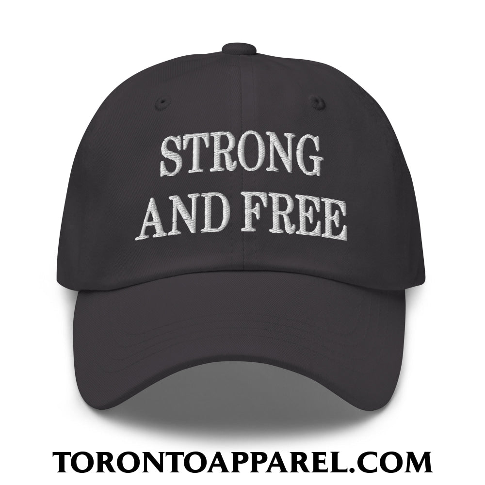 Canada Strong and Free Embroidered Unstructured Dad Hat - Dark Grey - Toronto Apparel