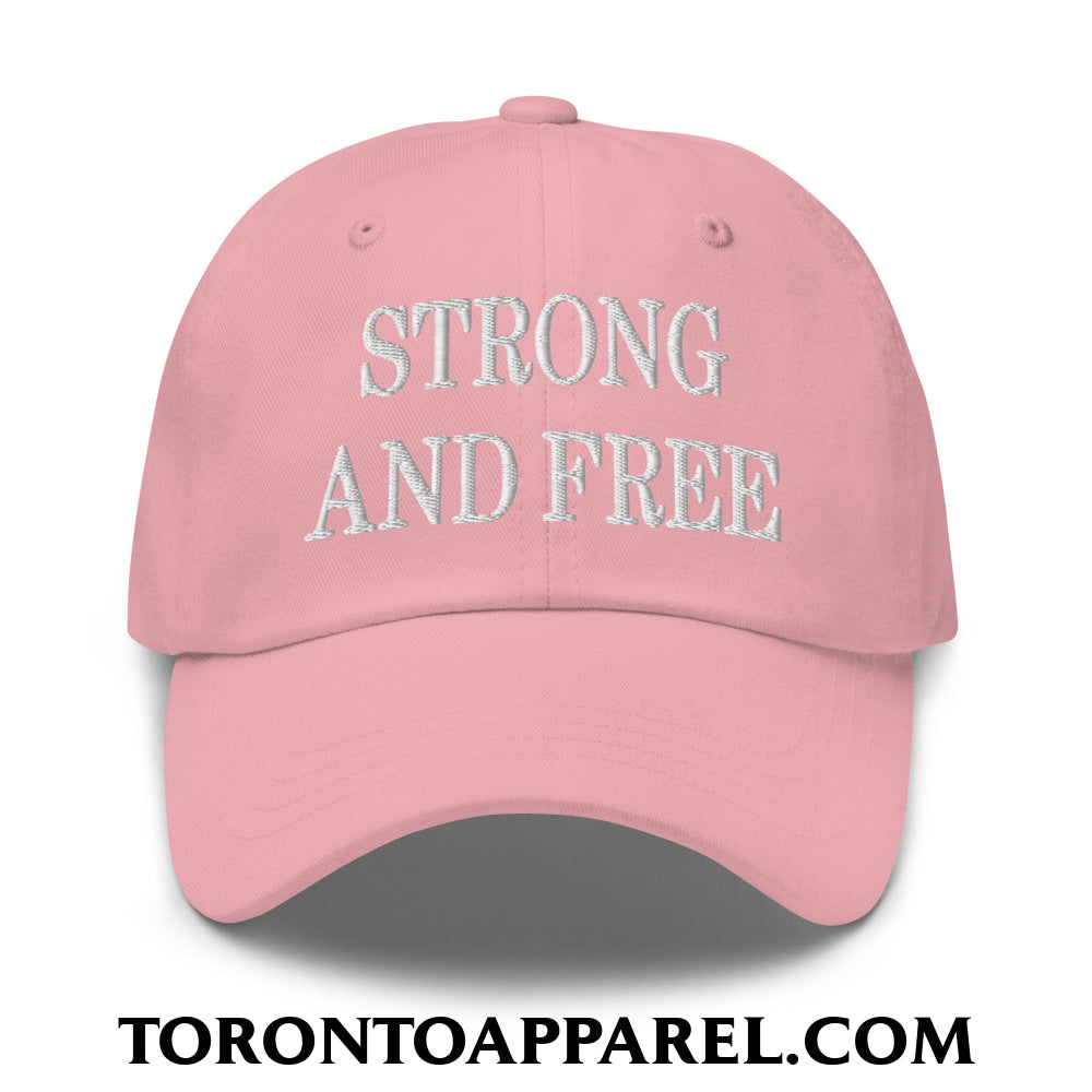 Canada Strong and Free Embroidered Unstructured Dad Hat - Pink - Toronto Apparel