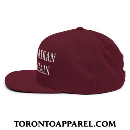 Drink Canadian Whisky Again Embroidered Flat Brim Bill Snapback Hat - Toronto Apparel